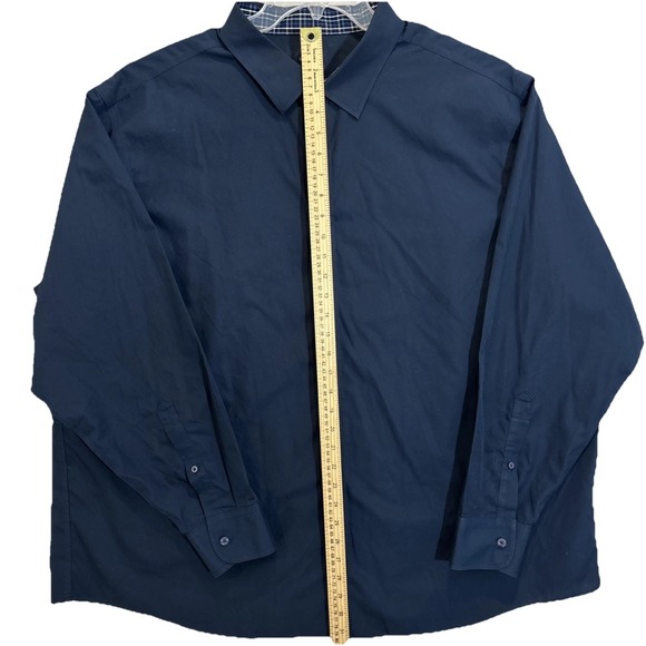 Untuckit 3X NAVY BLUE Mens Button Shirt 100% Cotton WRINKLE FREE Flip Sleeve EUC - Picture 3 of 5